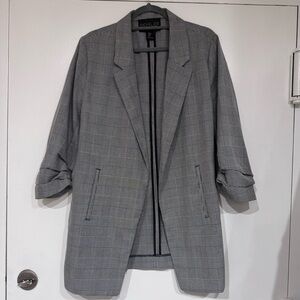 Rachel Zoe Gray Glen Plaid Long Blazer